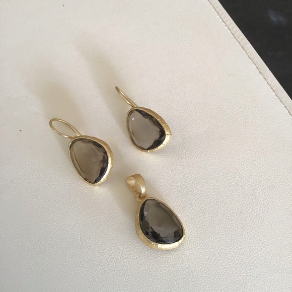 sterling silver Gold Overlay Brown Topaz Necklace & Earrings set - Picture 8 of 8